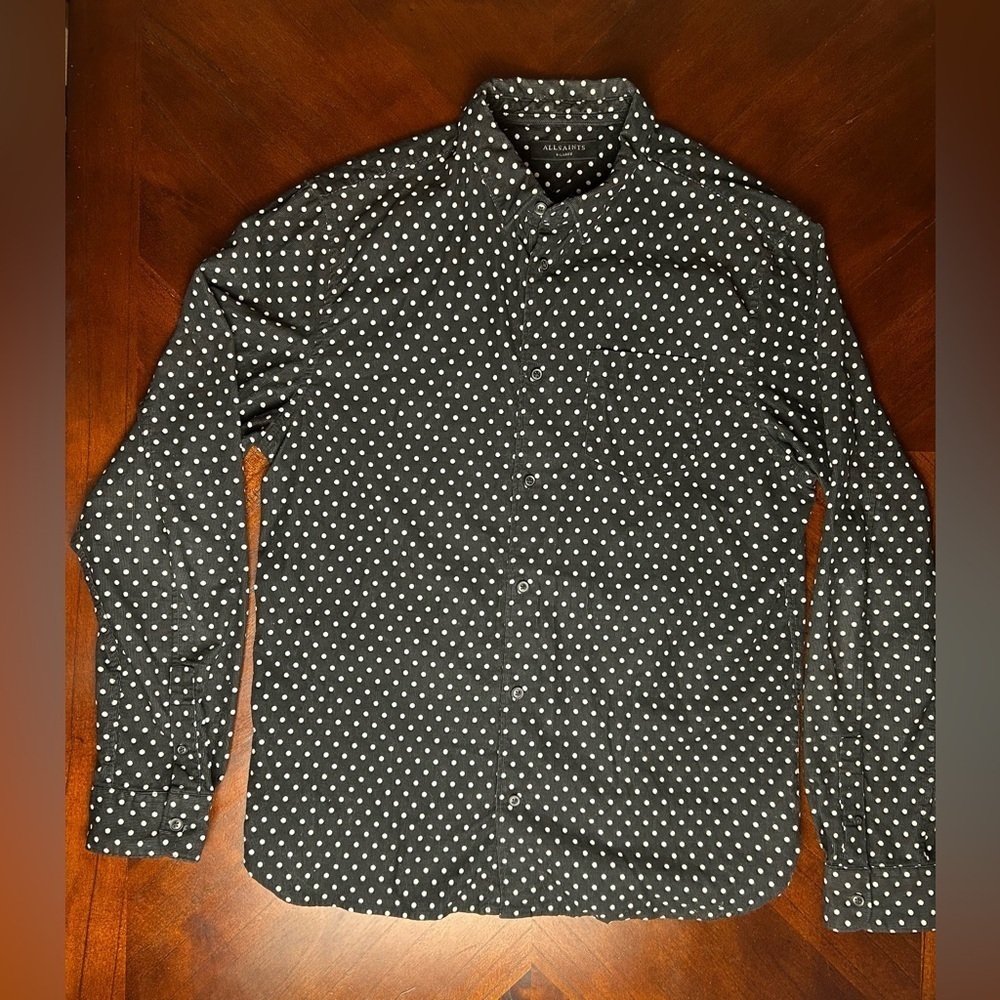 ALLSAINTS big kids  Black Polka Dot Shirt SIZE X-large